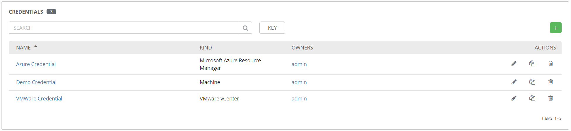 awx credential list