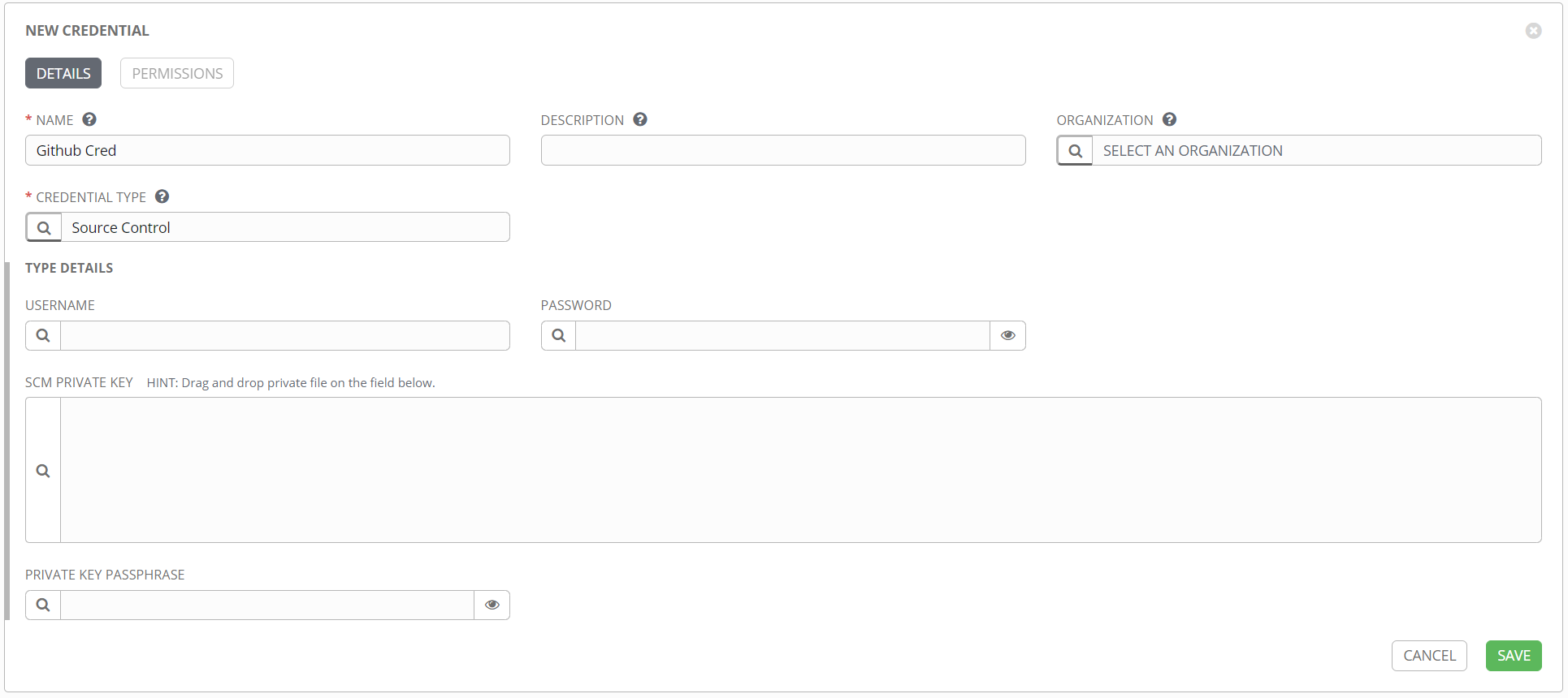 awx source control credential